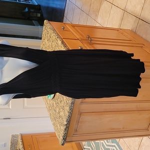 Mid length black dress wrap style